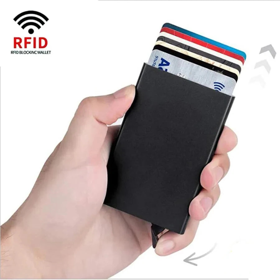 Carbon Fiber Credit Card Holder Mens Double Anti Rfid Bank Cardholder Case Wallet Metal Business Bank Minimalist Wallet Gift