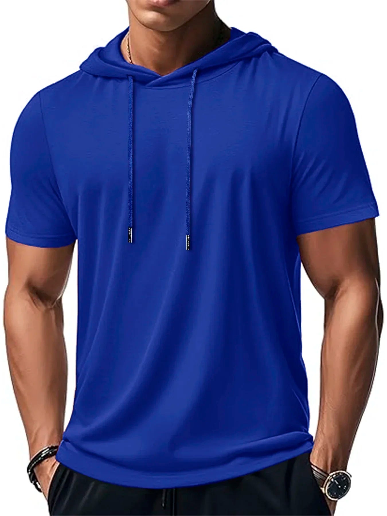 Men's Trendy And Fashionable Thin Style Breathable Loose Outdoor Running Casual Top Sports Short Sleeved T-shirt Hooded Style