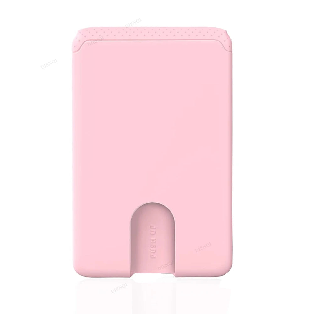 Mobile Phone Card Holder Stick on Anti Falling Credit Cardholder Easy Push 3M Adhesive Soft Silicone Phone Wallet Compatible