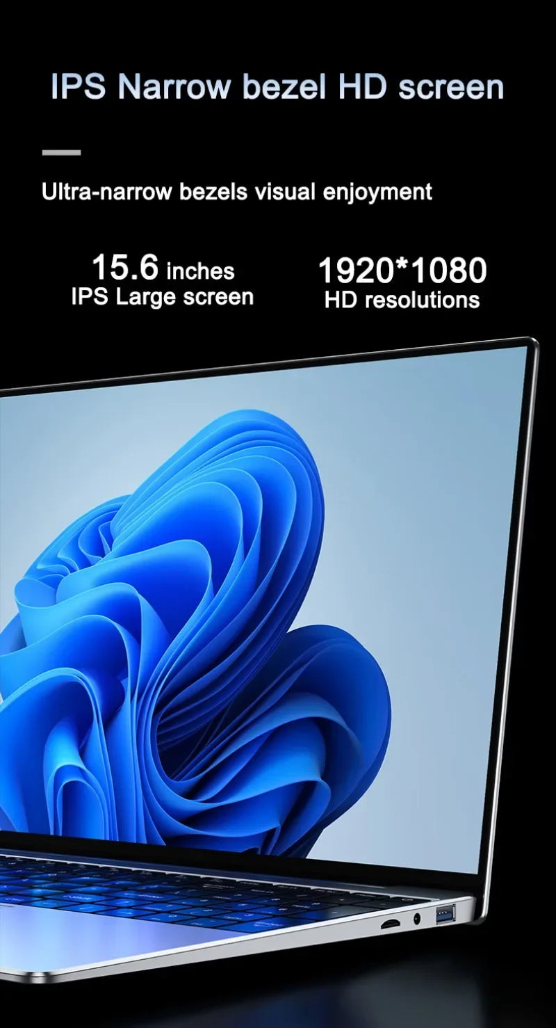 LENO 15.6"Portable Laptop 32GB DDR4 2TB SSD Intel N5095 Wntindows11 Notebook PC Gamer Office Computer with Backlit Fingerpri