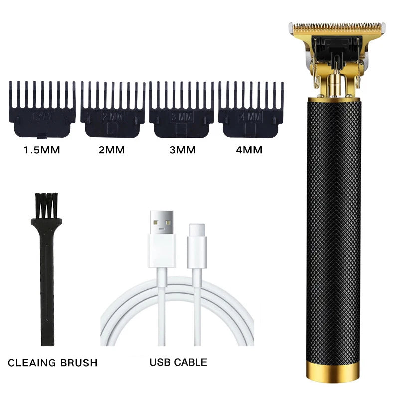 Rechargeable Mens T9 Carving Hair Clipper Vintage Portable USB Cleaning Barber Professional Hair Cutting Machine Beard Trimmer