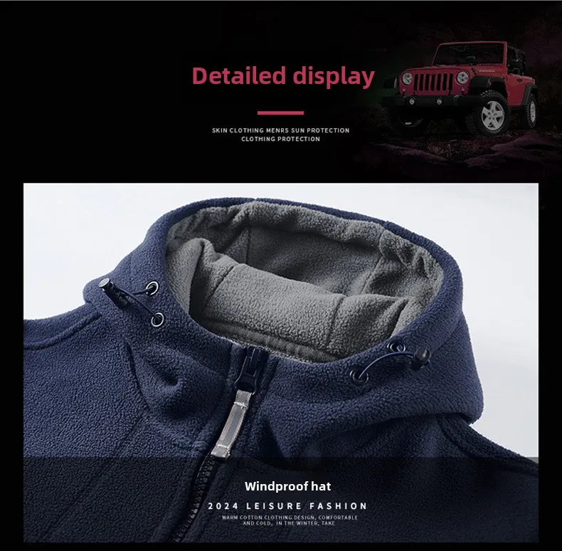 thick Fleece Padded Jacket Men's Autumn Winter Casual Anti-freezing Warm Hooded Coat Polar Cold Fleece Clothing Skiing Jackets