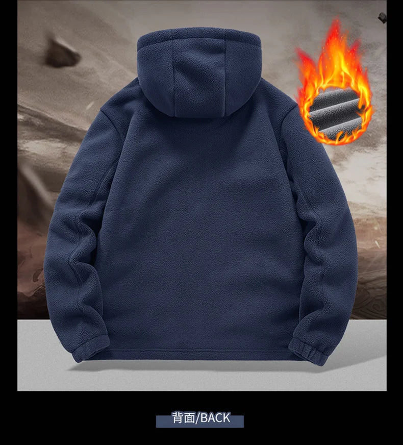 thick Fleece Padded Jacket Men's Autumn Winter Casual Anti-freezing Warm Hooded Coat Polar Cold Fleece Clothing Skiing Jackets