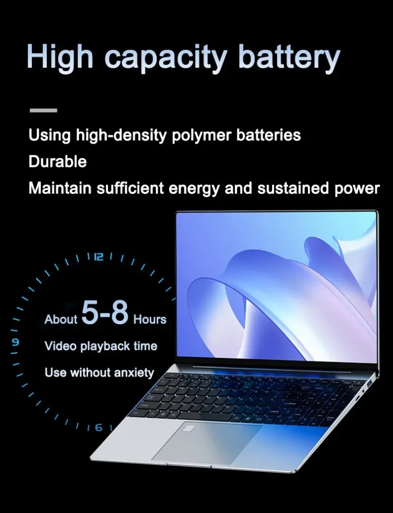 LENO 15.6"Portable Laptop 32GB DDR4 2TB SSD Intel N5095 Wntindows11 Notebook PC Gamer Office Computer with Backlit Fingerpri