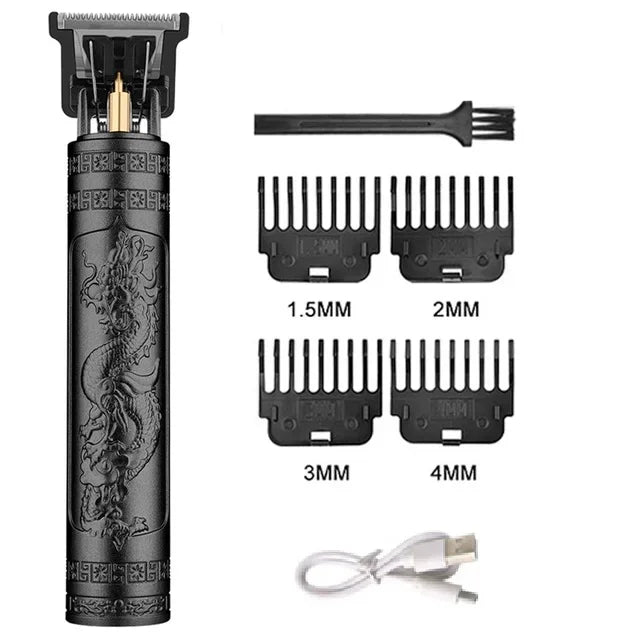 Rechargeable Mens T9 Carving Hair Clipper Vintage Portable USB Cleaning Barber Professional Hair Cutting Machine Beard Trimmer