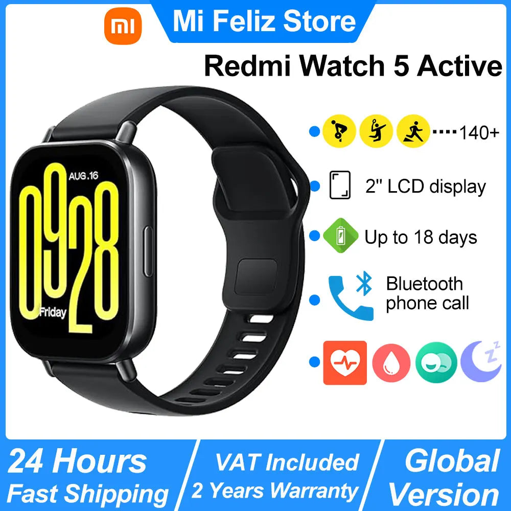 Xiaomi Redmi Watch 5 Active Smart Watch Bluetooth 5.3 Blood Oxygen Heart Rate Supports Bluetooth Voice Calls 2" LCD Display
