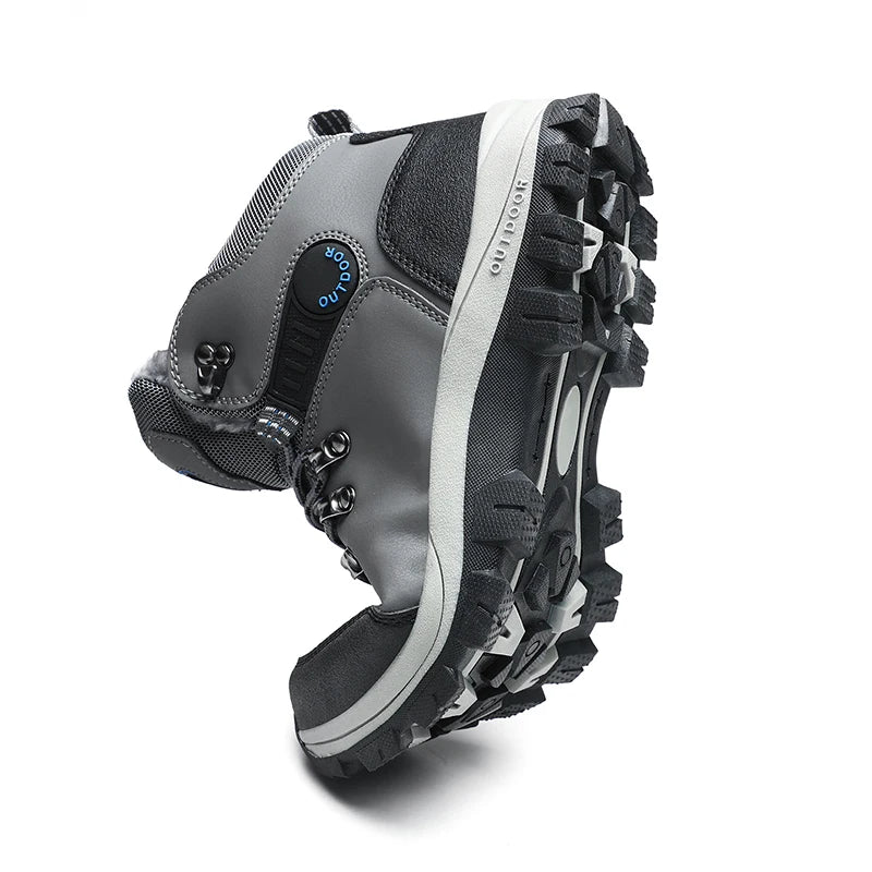 Men's Winter Boots With Fur Warm Snow Non-slip Men Work Casual Shoes Waterproof Leather Sneakers High Top Ankle Boots Plus Size