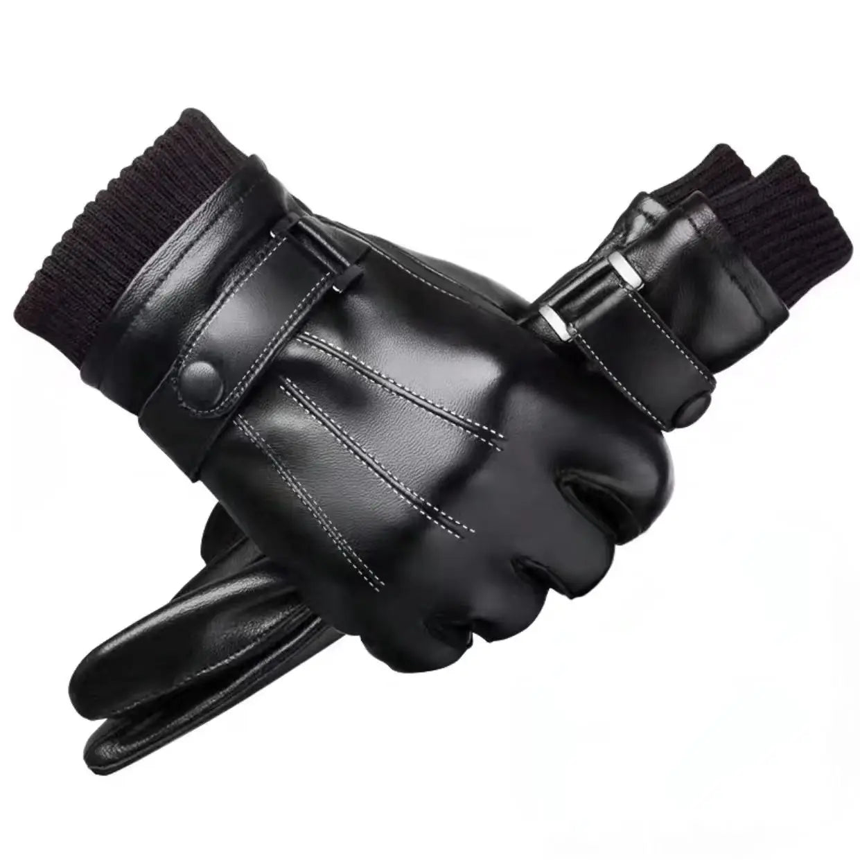 Autumn Winter Thickened Warm Men's Artificial Leather Gloves Windproof Waterproof Touch Screen Outdoor Cycling Motorcycle Gloves