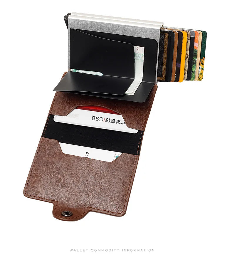 Carbon Fiber Credit Card Holder Mens Double Anti Rfid Bank Cardholder Case Wallet Metal Business Bank Minimalist Wallet Gift