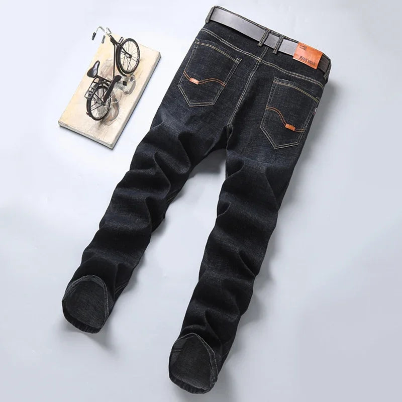 2025 Men's New Men's Fashion Casual Jeans Classic Style Casual Stretch Slim Fit Jeans Men's Denim Pants Black Blue Men's Style