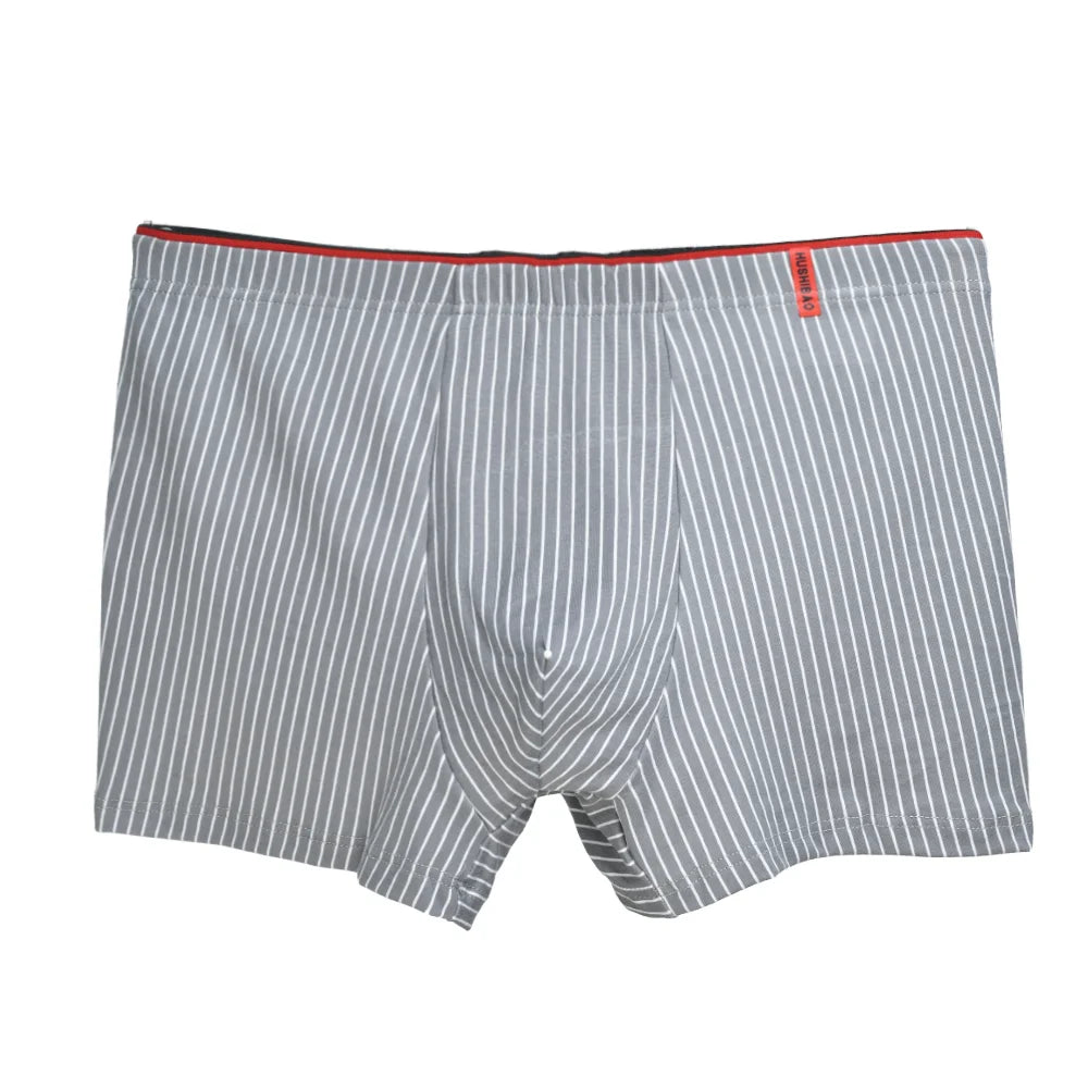 Men's Cotton Boxer Shorts High Elastic Male Boxers Underwear Man Stripe Underpants Youth Middle-Aged Panties U Convex Lingerie