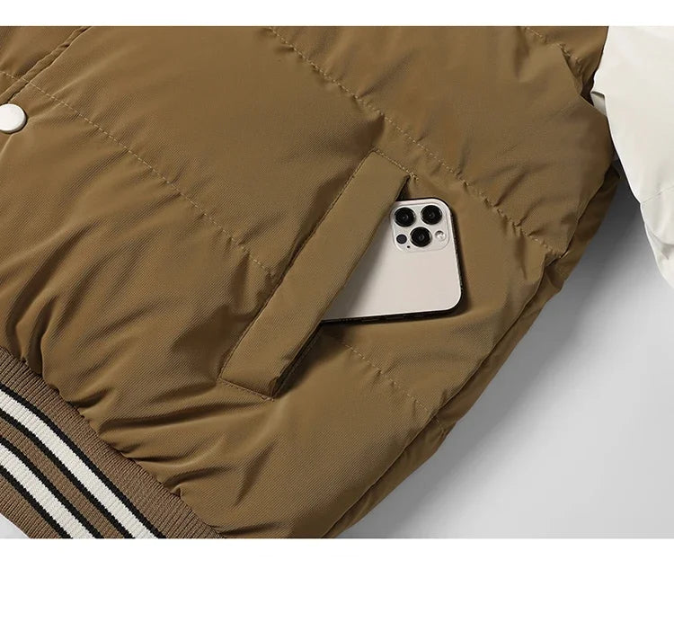 Winter Baseball Jacket 2024 New Embroidered Design Youth Coat Outdoor Fake 2-piece Men's Sports Hooded Cotton Jacket Plus Size