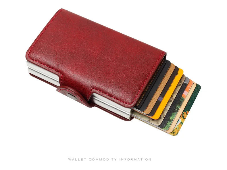 Carbon Fiber Credit Card Holder Mens Double Anti Rfid Bank Cardholder Case Wallet Metal Business Bank Minimalist Wallet Gift