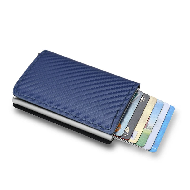 Rfid Aluminum Men Wallet Card Holders Purse Carbon Fiber Men Business Slim Thin Smart Wallet Credit Cardholder Case Note Holder