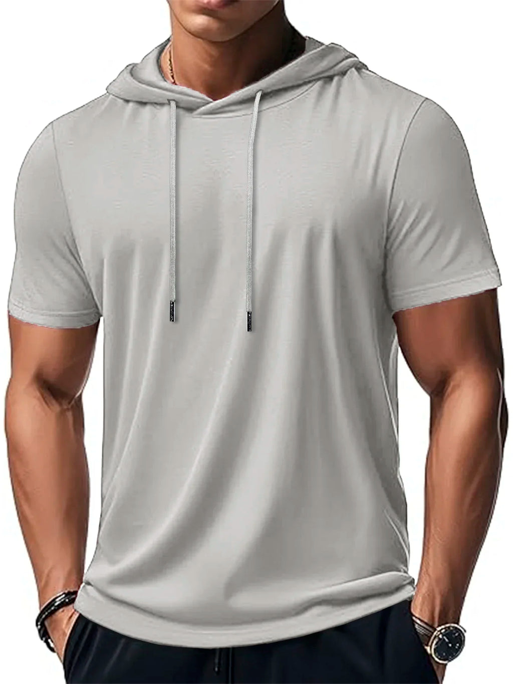 Men's Trendy And Fashionable Thin Style Breathable Loose Outdoor Running Casual Top Sports Short Sleeved T-shirt Hooded Style
