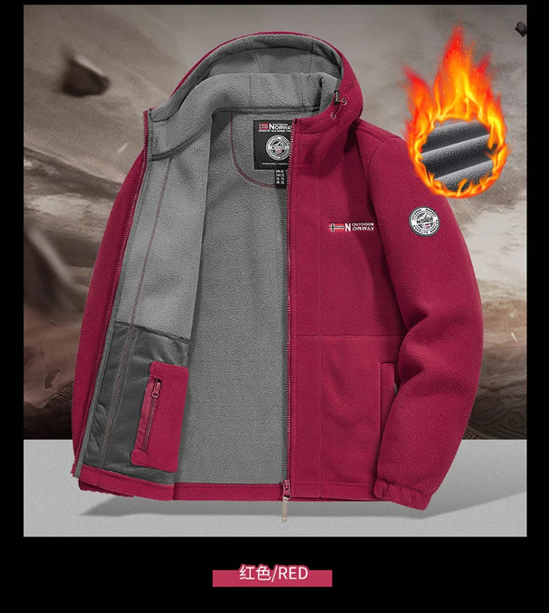 thick Fleece Padded Jacket Men's Autumn Winter Casual Anti-freezing Warm Hooded Coat Polar Cold Fleece Clothing Skiing Jackets