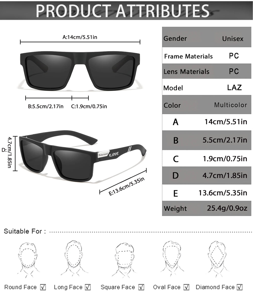 Karos Men's Polarized Sunglasses Square Casual Outdoors Sun Glasses Women Unisex Sunglass Sports Driving Fishing UV400 Eyewear