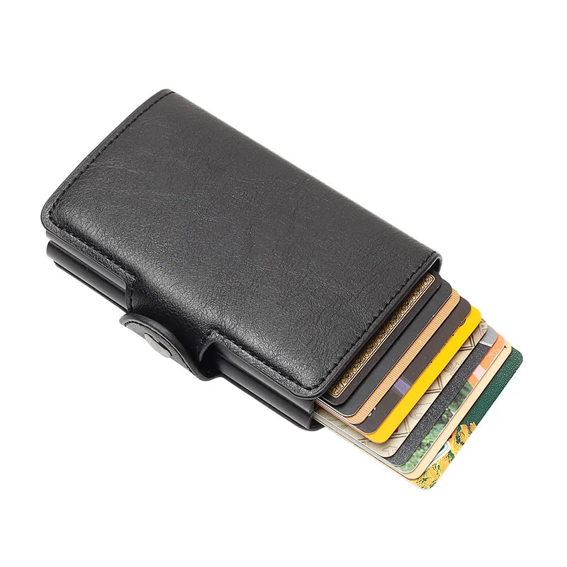 Carbon Fiber Credit Card Holder Mens Double Anti Rfid Bank Cardholder Case Wallet Metal Business Bank Minimalist Wallet Gift