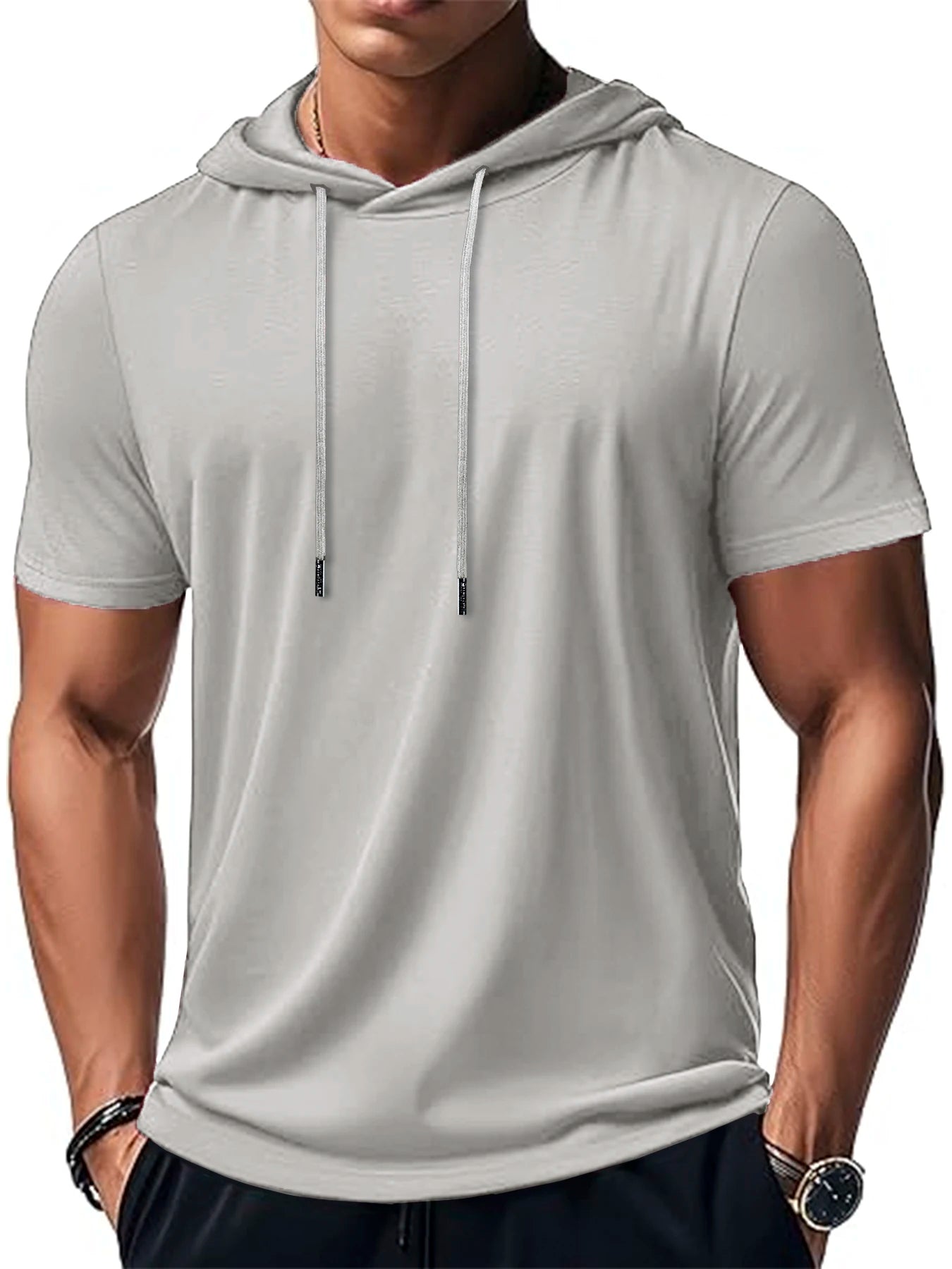 Men's Trendy And Fashionable Thin Style Breathable Loose Outdoor Running Casual Top Sports Short Sleeved T-shirt Hooded Style