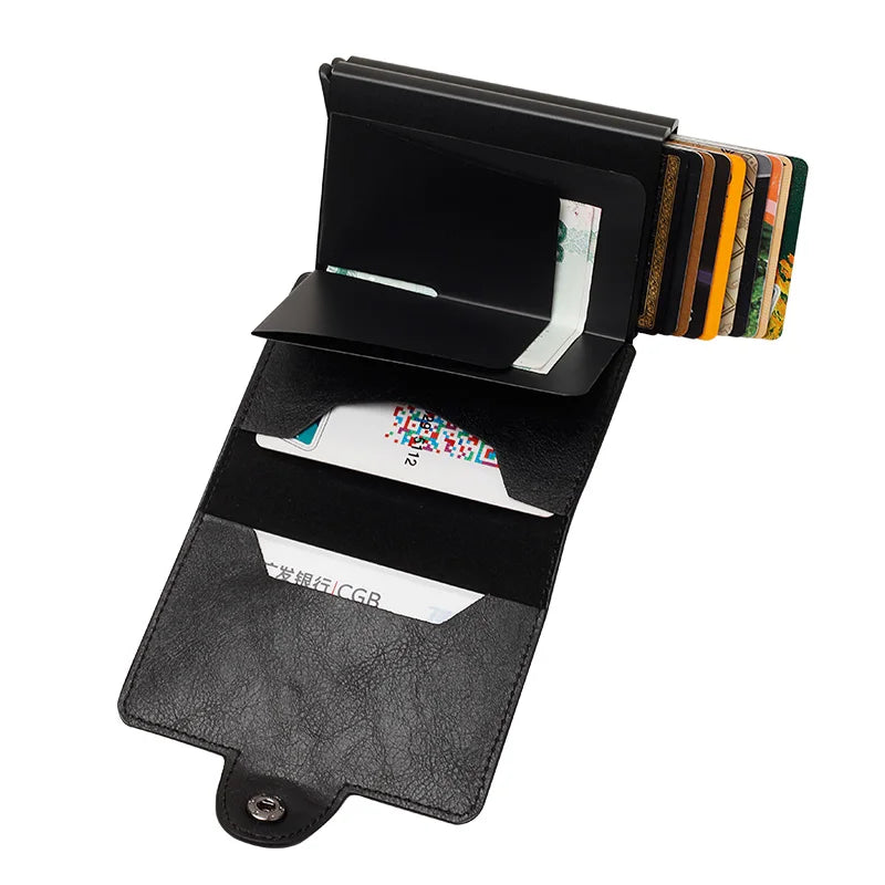 Carbon Fiber Credit Card Holder Mens Double Anti Rfid Bank Cardholder Case Wallet Metal Business Bank Minimalist Wallet Gift