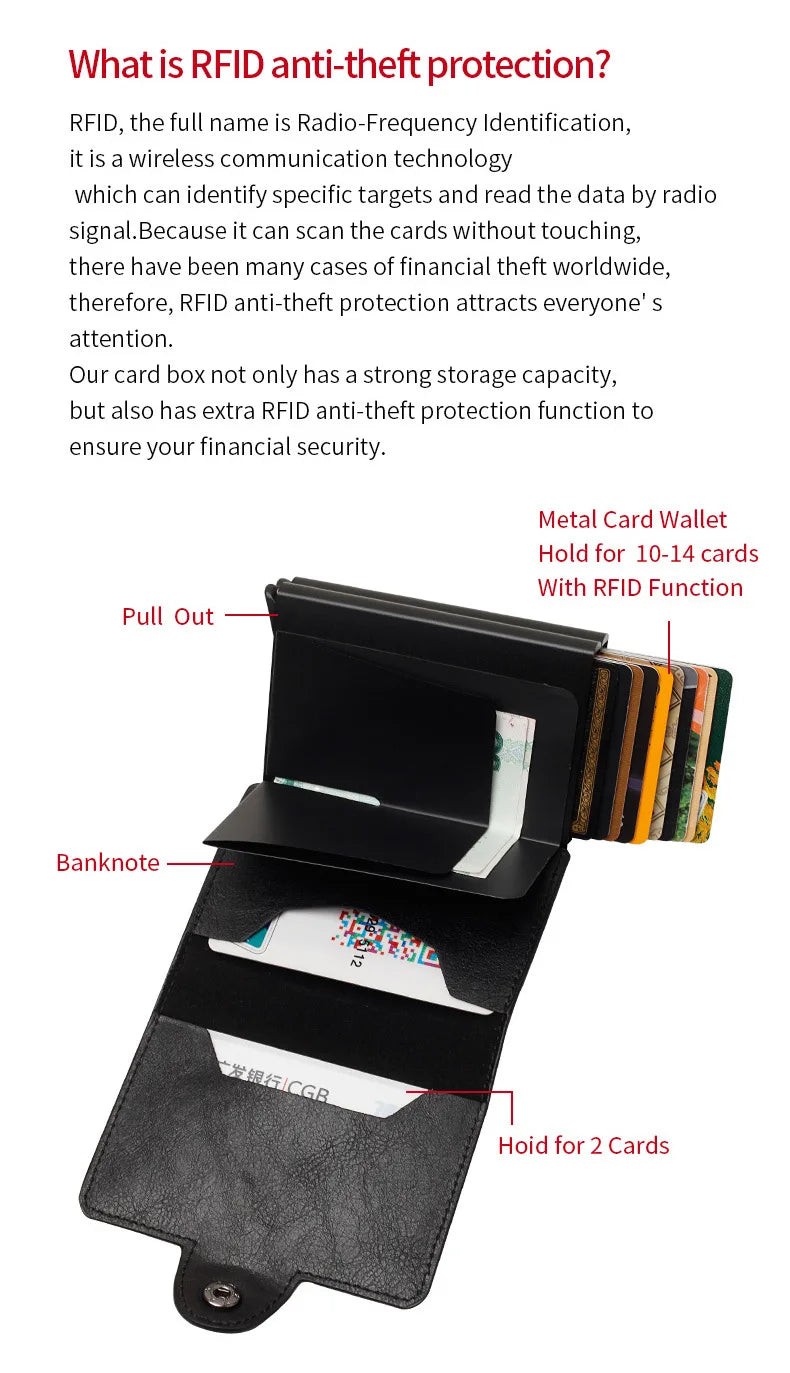 Carbon Fiber Credit Card Holder Mens Double Anti Rfid Bank Cardholder Case Wallet Metal Business Bank Minimalist Wallet Gift