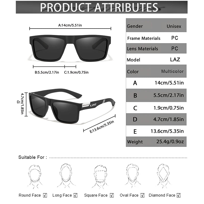 Karos Men's Polarized Sunglasses Square Casual Outdoors Sun Glasses Women Unisex Sunglass Sports Driving Fishing UV400 Eyewear