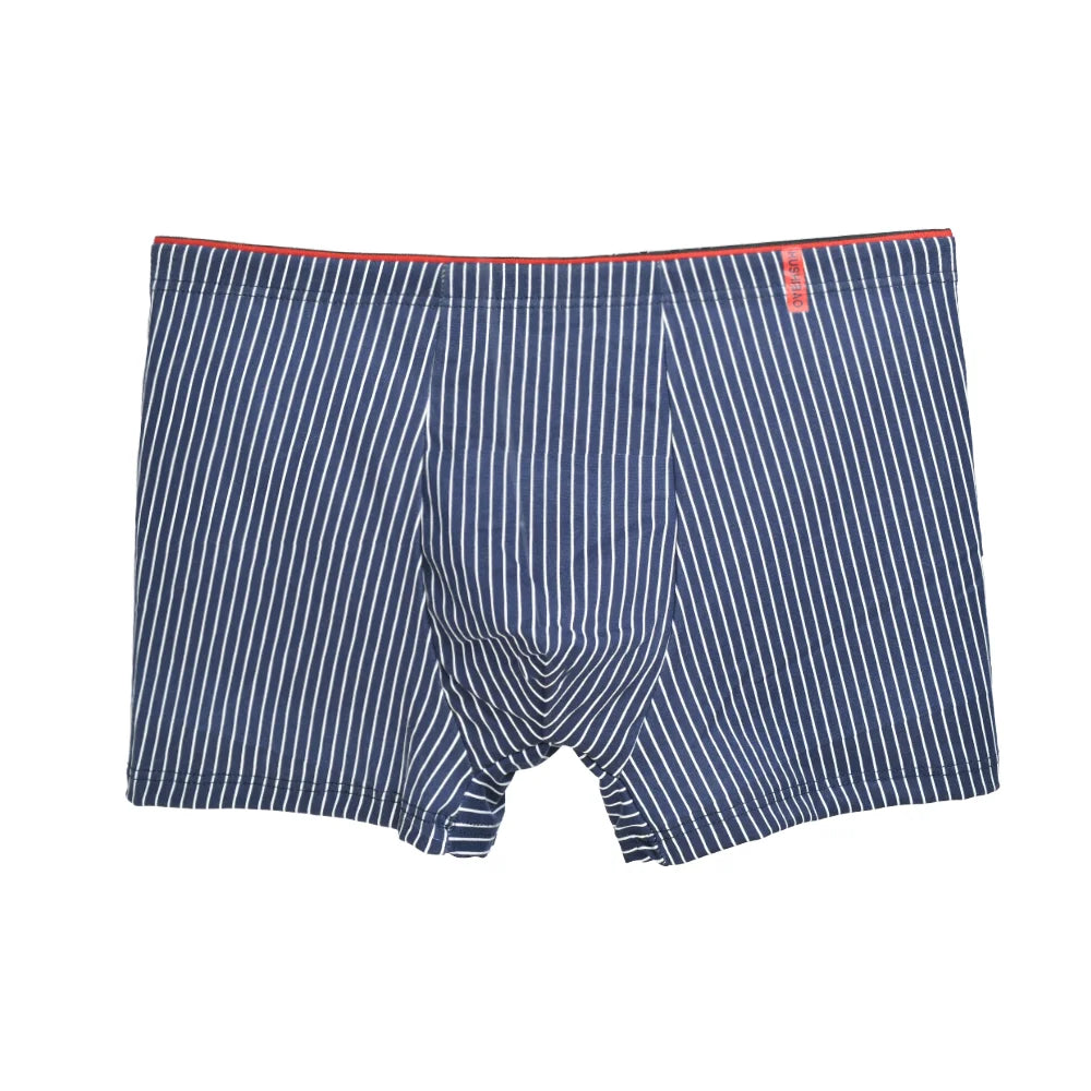 Men's Cotton Boxer Shorts High Elastic Male Boxers Underwear Man Stripe Underpants Youth Middle-Aged Panties U Convex Lingerie