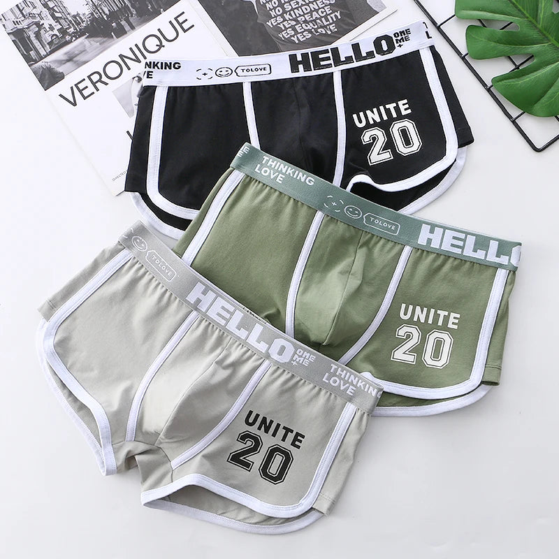 1/3pcs Men Underwear Sports Boxer Shorts Cotton Solid Color Sexy Panties Fashion Breathable  Comfortable Underpants man U Convex