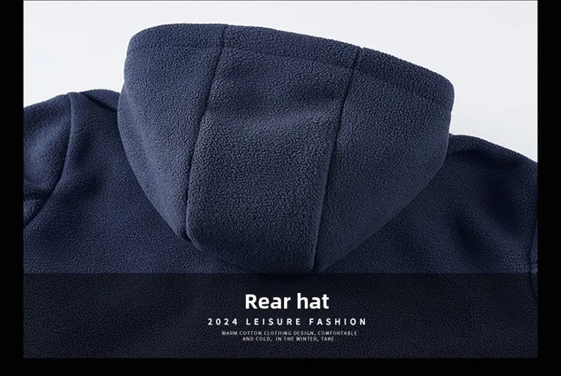 thick Fleece Padded Jacket Men's Autumn Winter Casual Anti-freezing Warm Hooded Coat Polar Cold Fleece Clothing Skiing Jackets
