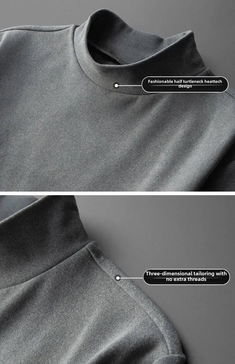 New 2024 Thicken Men's Mock Neck Thermal Tee Casual Tops Thick Thermal Inner SleepWear Fleece Long Sleeve T-Shirt Mens Clothing
