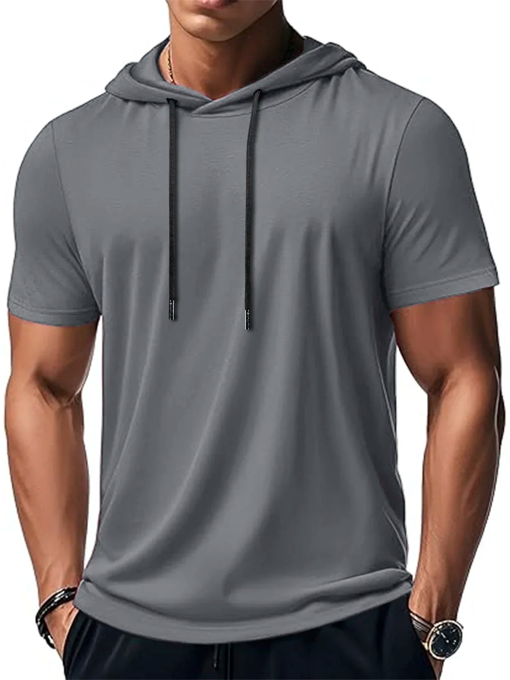 Men's Trendy And Fashionable Thin Style Breathable Loose Outdoor Running Casual Top Sports Short Sleeved T-shirt Hooded Style