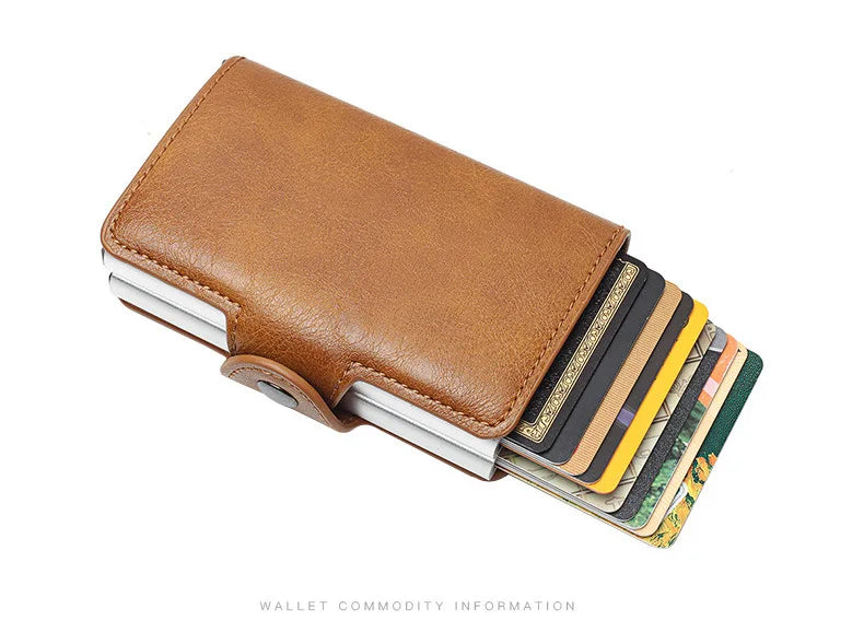 Carbon Fiber Credit Card Holder Mens Double Anti Rfid Bank Cardholder Case Wallet Metal Business Bank Minimalist Wallet Gift