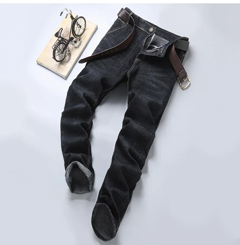 2025 Men's New Men's Fashion Casual Jeans Classic Style Casual Stretch Slim Fit Jeans Men's Denim Pants Black Blue Men's Style