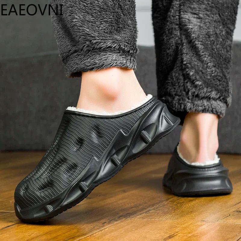 New Slippers for Men Winter Cotton Outdoor Mans Casual Men's Shoes Trendy All-match Waterproof Lightweight Non-slip Couple Shoe