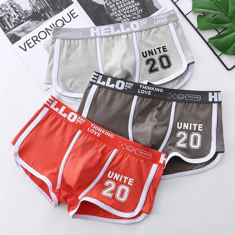1/3pcs Men Underwear Sports Boxer Shorts Cotton Solid Color Sexy Panties Fashion Breathable  Comfortable Underpants man U Convex