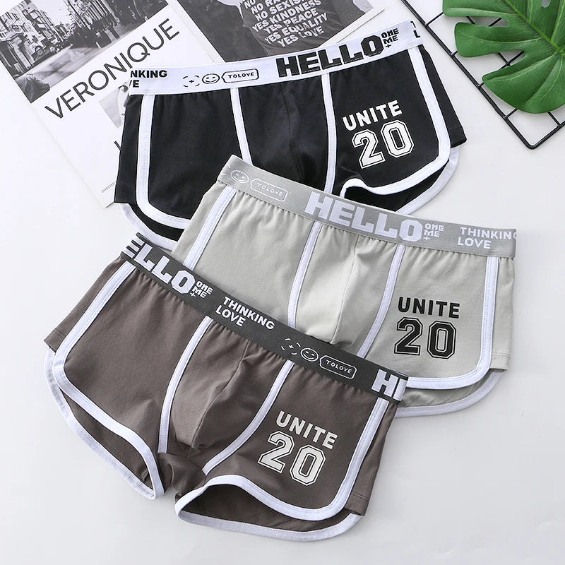 1/3pcs Men Underwear Sports Boxer Shorts Cotton Solid Color Sexy Panties Fashion Breathable  Comfortable Underpants man U Convex